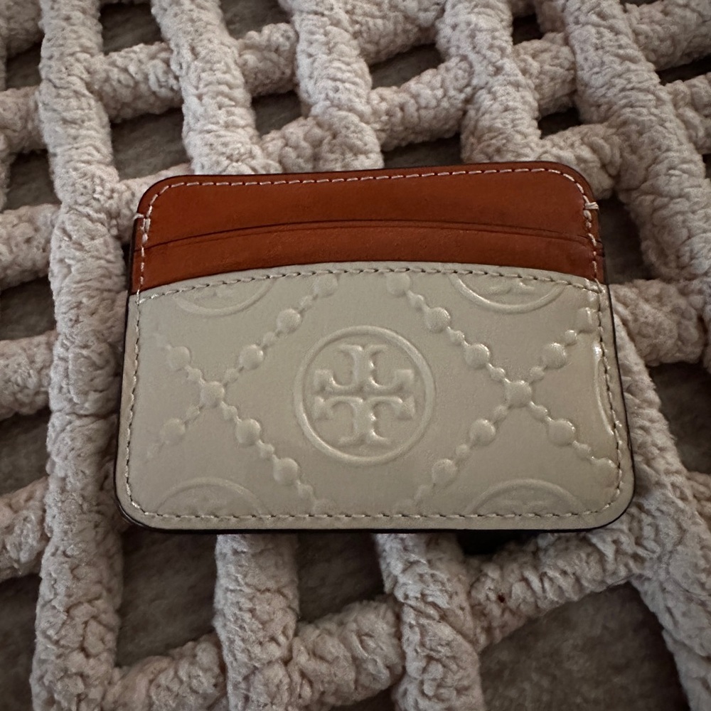 Tory Burch Tan and Cream Card Holder